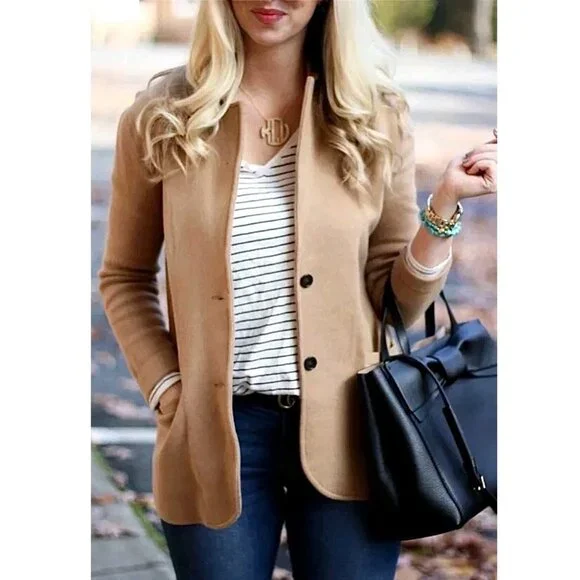 J. Crew Schoolboy Sweater Blazer Camel Sz S Preppy Heritage Minimalist Chic - Picture 14 of 14